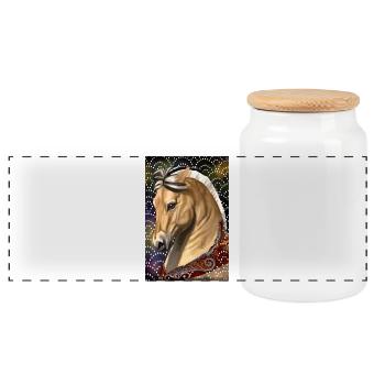 poster fjord - Panoramic Cookie Jar with Wooden Lid - white - Front