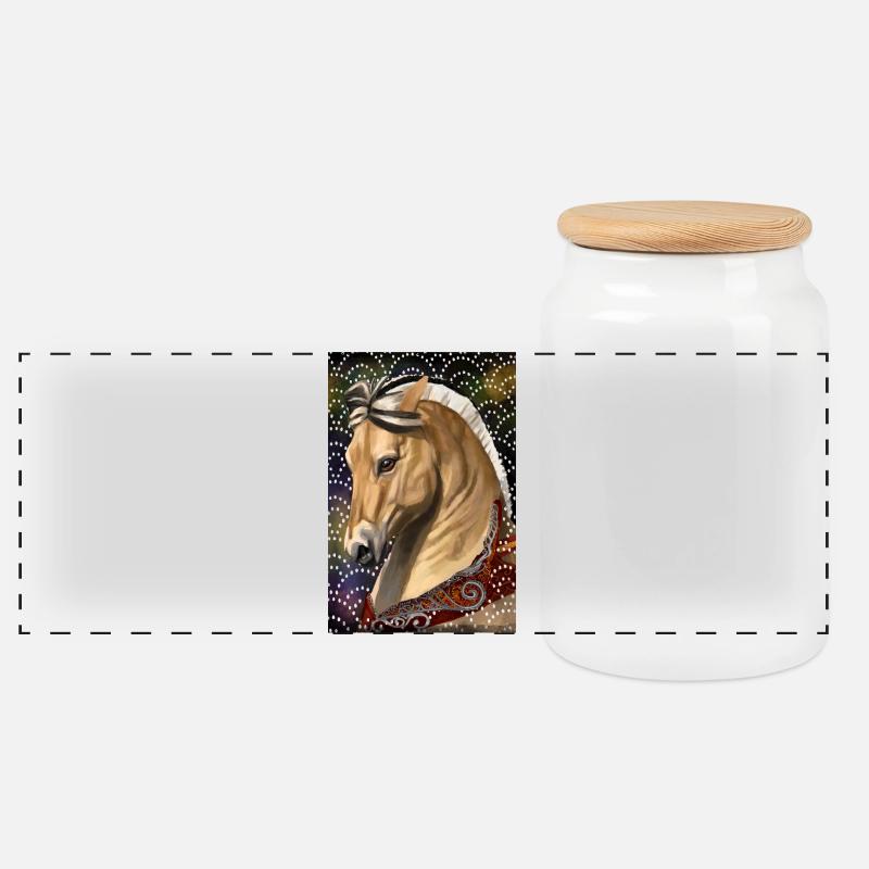 poster fjord - Panoramic Cookie Jar with Wooden Lid - white
