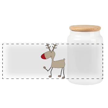 Christmas - Panoramic Cookie Jar with Wooden Lid - white - Front