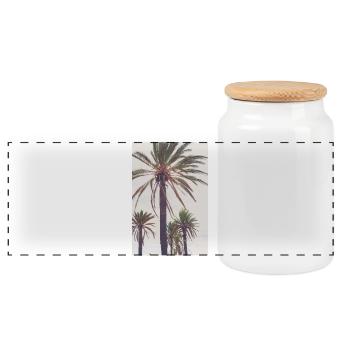 Palm Tree Paradise Beach Light - Panoramic Cookie Jar with Wooden Lid - white - Front