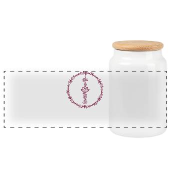 Motif de design samasta mantra de yoga - Boîte à biscuits avec couvercle en bois - blanc - Devant
