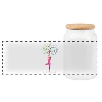 Tree Yoga Freedom Silhouette Free your Mind - Panoramic Cookie Jar with Wooden Lid - white - Front