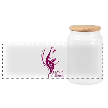 Beauty Queen - Panoramic Cookie Jar with Wooden Lid - white - Front