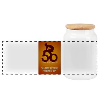 50th birthday for cyclists - Panoramic Cookie Jar with Wooden Lid - white - Front