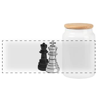 échecs - Boîte à biscuits avec couvercle en bois - blanc - Devant