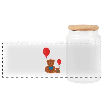 Deux Petits Oursons Adorables et Complices - Boîte à biscuits avec couvercle en bois - blanc - Devant