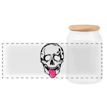 Crâne avec la langue sortie - Boîte à biscuits avec couvercle en bois - blanc - Devant