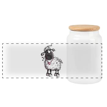 Mouton Rêveuse - Boîte à biscuits avec couvercle en bois - blanc - Devant