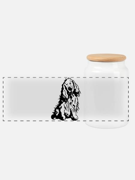 Verträumter Cocker Spaniel - Panorama Keksdose mit Holzdeckel - Weiß