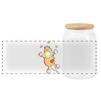 Cheval avec des papillons - Boîte à biscuits avec couvercle en bois - blanc - Devant
