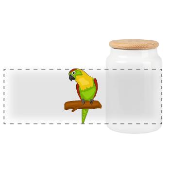 Papagei Vogel Exotisch Bunt - Panorama Keksdose mit Holzdeckel - Weiß - Vorne