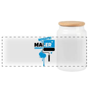 beruf maler - Panorama Keksdose mit Holzdeckel - Weiß - Vorne