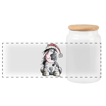 Cheval Noël - Boîte à biscuits avec couvercle en bois - blanc - Devant