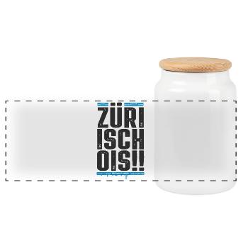 Zürich / Züri isch ois / Zürcher FC - Panorama Keksdose mit Holzdeckel - Weiß - Vorne