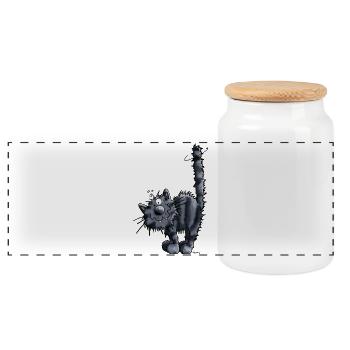 Mignon Chaton - Boîte à biscuits avec couvercle en bois - blanc - Devant