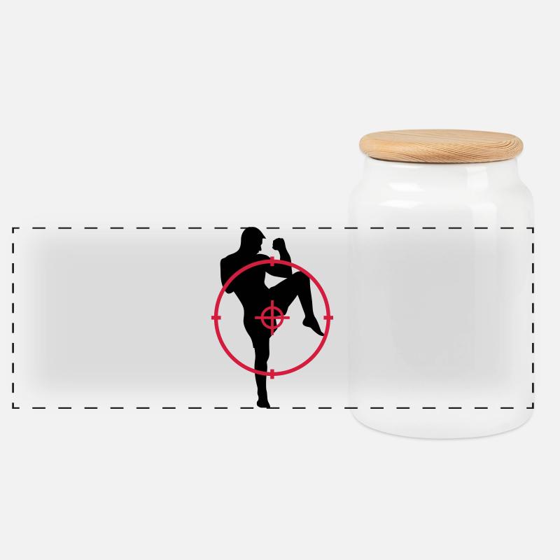 Kickboxen / Kickboxing / Kickboxer / Kick Boxing - Panorama Keksdose mit Holzdeckel - Weiß