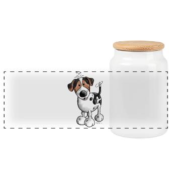 Jack Russell Terrier - Boîte à biscuits avec couvercle en bois - blanc - Devant