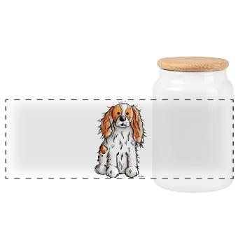 Cavalier King Charles Spaniel - Panorama Keksdose mit Holzdeckel - Weiß - Vorne