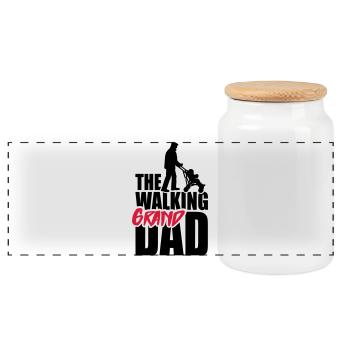 The walking (grand) dad - grandad - Panoramic Cookie Jar with Wooden Lid - white - Front