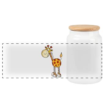 Drollige Giraffe - Giraffen - Comic - Fun - Panorama Keksdose mit Holzdeckel - Weiß - Vorne