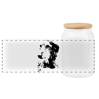 Scottish Deerhound Kopf - Panorama Keksdose mit Holzdeckel - Weiß - Vorne