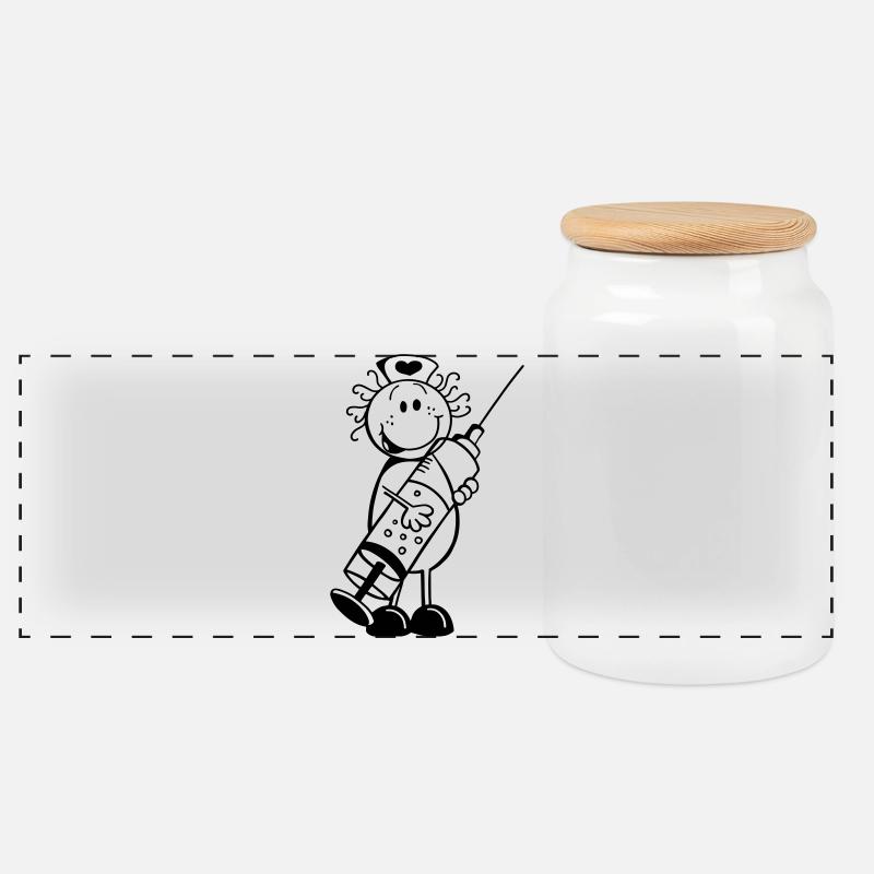 Krankenschwester Strichmännchen - Geschenk - Panorama Keksdose mit Holzdeckel - Weiß