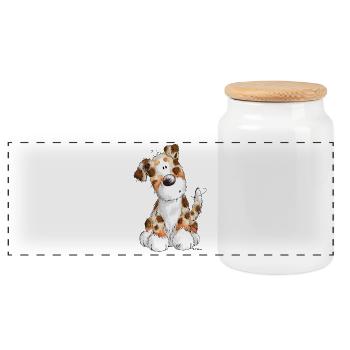 Süßer Australian Shepherd - Hund - Aussie - Comic - Panorama Keksdose mit Holzdeckel - Weiß - Vorne