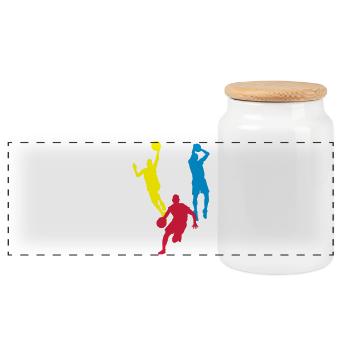 Basket Ball / Basketball / Basktet-Ball / Sport - Panoramic Cookie Jar with Wooden Lid - white - Front