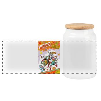 Kölner Karneval Farbenfest Alaaf - Panorama Keksdose mit Holzdeckel - Weiß - Vorne