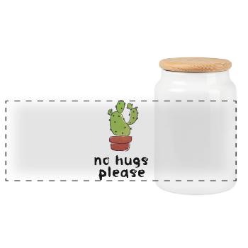 No Hugs Please Kaktus Cute Geschenk - Panorama Keksdose mit Holzdeckel - Weiß - Vorne