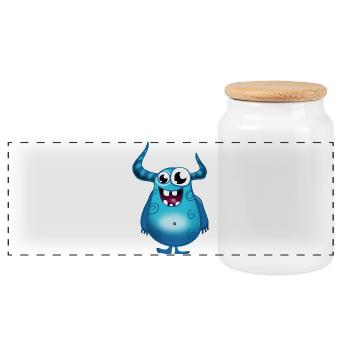 monster - Panoramic Cookie Jar with Wooden Lid - white - Front