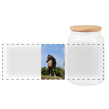 Pferde T-shirt Geschenk Reiter  - Panorama Keksdose mit Holzdeckel - Weiß - Vorne
