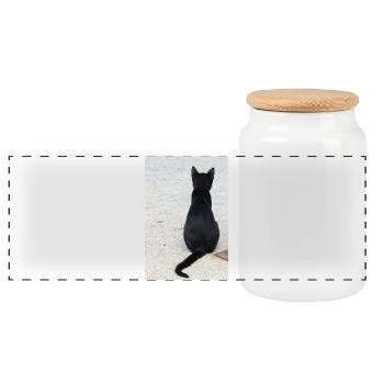 Katze Kätzchen Katzenshirt Geschenk - Panorama Keksdose mit Holzdeckel - Weiß - Vorne