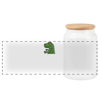 Dinosaure T-Rex - Boîte à biscuits avec couvercle en bois - blanc - Devant