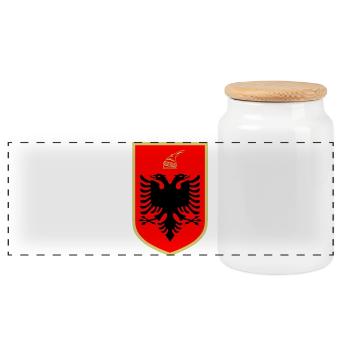 sticker coat of arms Albania gift idea Shqiperia - Panoramic Cookie Jar with Wooden Lid - white - Front