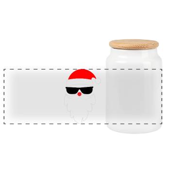 Cool Santa Claus Santa Claus - Panoramic Cookie Jar with Wooden Lid - white - Front