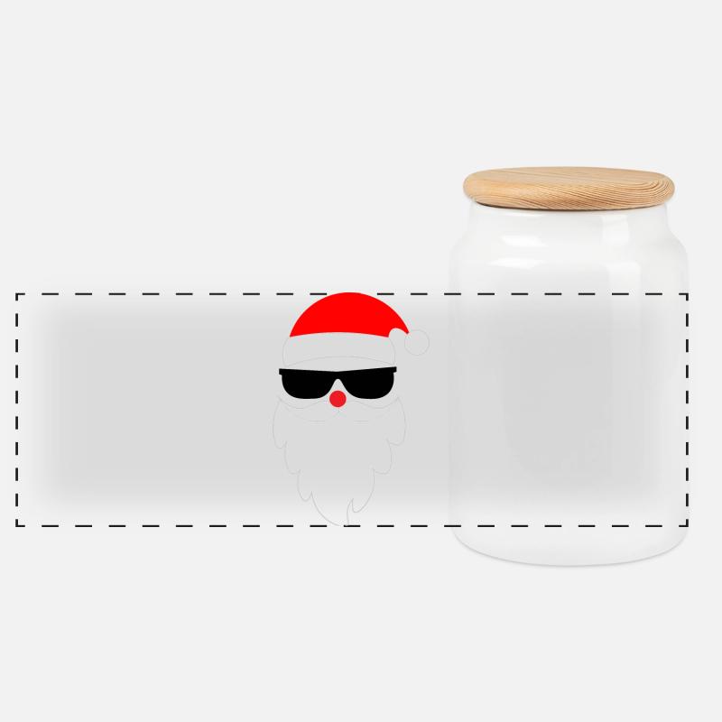 Cooler Weihnachtsmann Santa Nikolaus - Panorama Keksdose mit Holzdeckel - Weiß