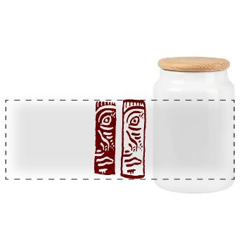 Faces 2 in 1 - Panoramic Cookie Jar with Wooden Lid - white - Front