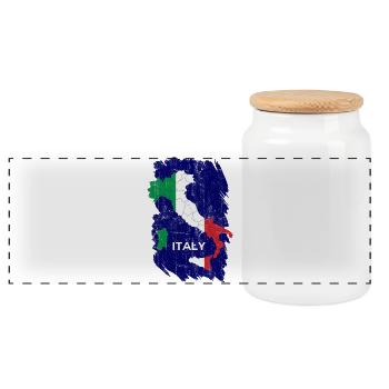 Karte der italienischen Flagge - Panorama Keksdose mit Holzdeckel - Weiß - Vorne