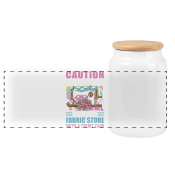 sew - Panoramic Cookie Jar with Wooden Lid - white - Front