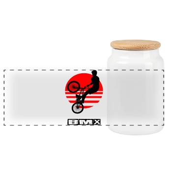 BMX - Panoramic Cookie Jar with Wooden Lid - white - Front