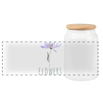 Minimalist Blue Wildflowers Illustration - Panoramic Cookie Jar with Wooden Lid - white - Front