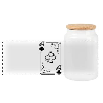 Playing Cards Cross Illustration Card Poker Skat - Panoramic Cookie Jar with Wooden Lid - white - Front