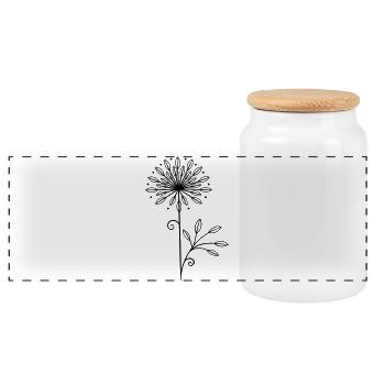 Dandelion Dandelion Spring Sticker - Panoramic Cookie Jar with Wooden Lid - white - Front