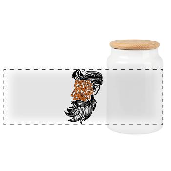 Beard Statement Humorous Full Beard Beard Wearer - Panoramic Cookie Jar with Wooden Lid - white - Front