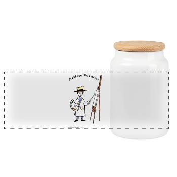ARTISTE PEINTRE CREATION Louis RUNEMBERG © Adagp - Boîte à biscuits avec couvercle en bois - blanc - Devant