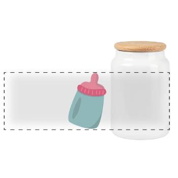 Baby bottle - Panoramic Cookie Jar with Wooden Lid - white - Front