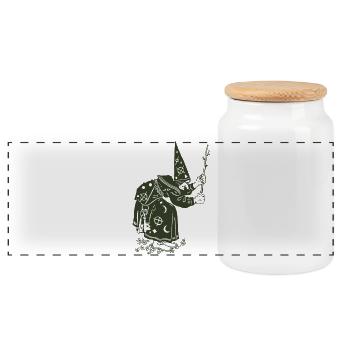 Zauberin Hexe – Magie Fantasy RPG Design - Panorama Keksdose mit Holzdeckel - Weiß - Vorne