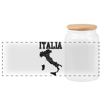 Brickwall Italia Map Silhouette - Panoramic Cookie Jar with Wooden Lid - white - Front