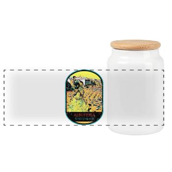 Albufeira Algarve Portugal, plage été soleil rétro - Boîte à biscuits avec couvercle en bois - blanc - Devant